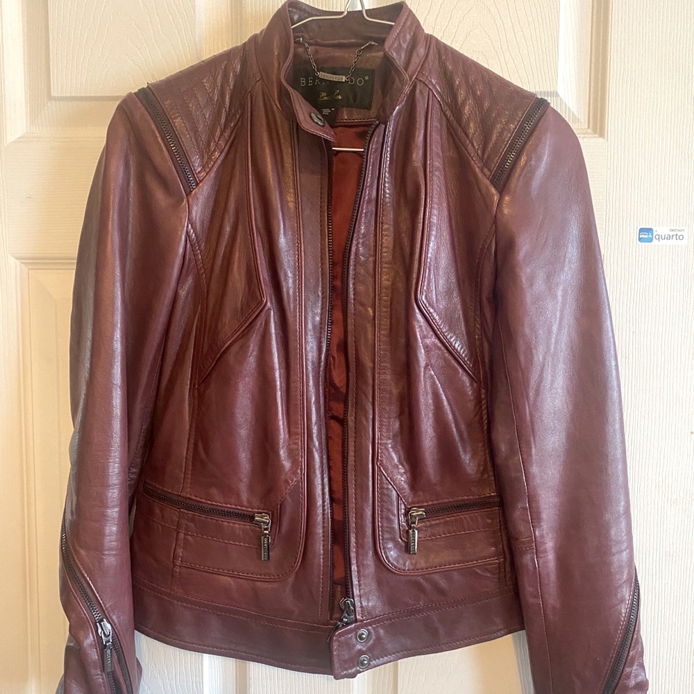 Bernardo Leather Moto Jacket (burgundy)